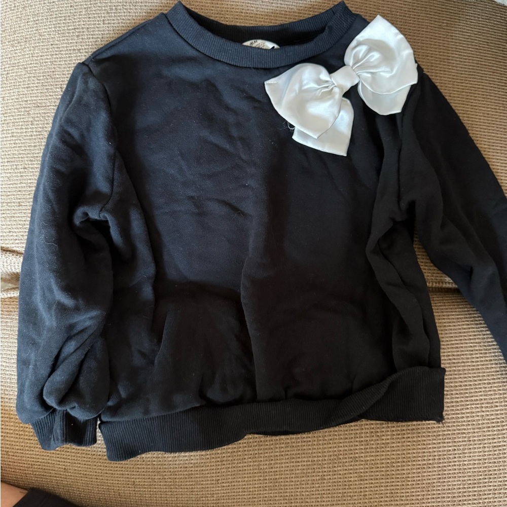 H&M Black and White Sweatshirt with Bow Detail